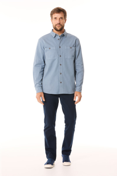 Chemise épaisse homme en coton bleu provençal | Mousqueton