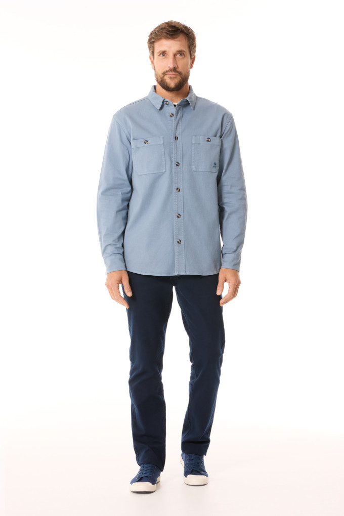 Chemise épaisse homme en coton bleu provençal | Mousqueton