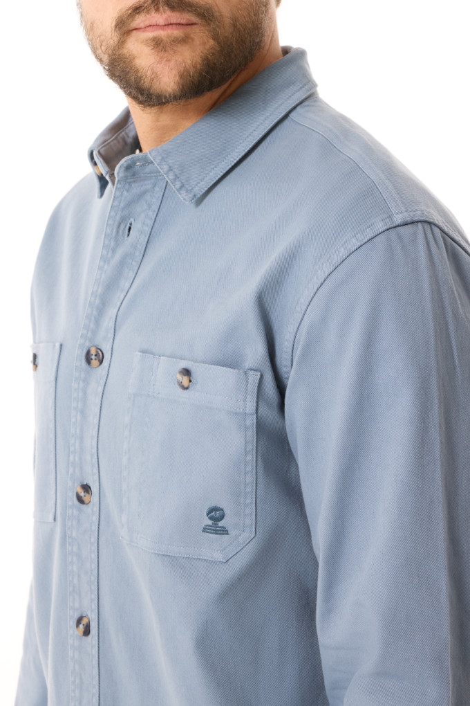 Chemise épaisse homme en coton bleu provençal | Mousqueton