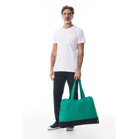 Sac bicolore en toile vert jade | Mousqueton