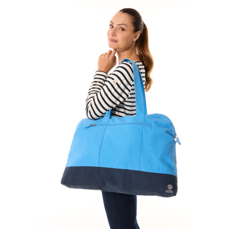 Sac porté épaule bicolore femme bleu ciel | Mousqueton