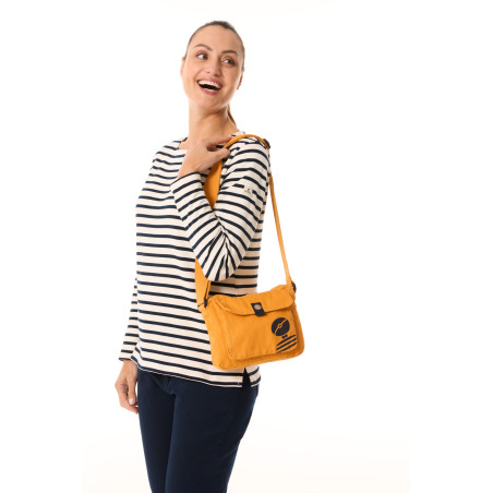 Petit sac bandoulière zippée jaune orangé | Mousqueton
