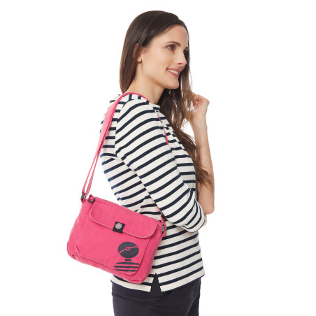 Sac avec bandoulière zippée rose fuschia | Mousqueton