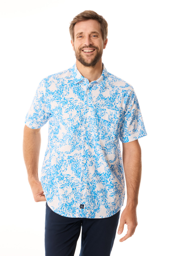 Men's patterned short-sleeved shirt sky blue | Mousqueton