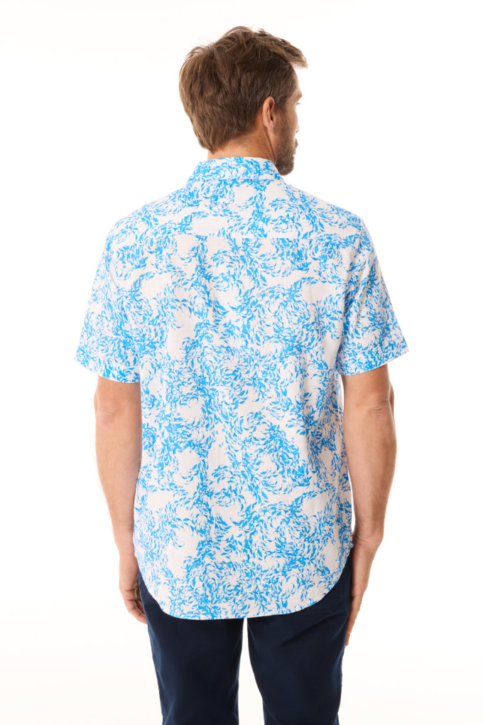 Men's patterned short-sleeved shirt sky blue | Mousqueton