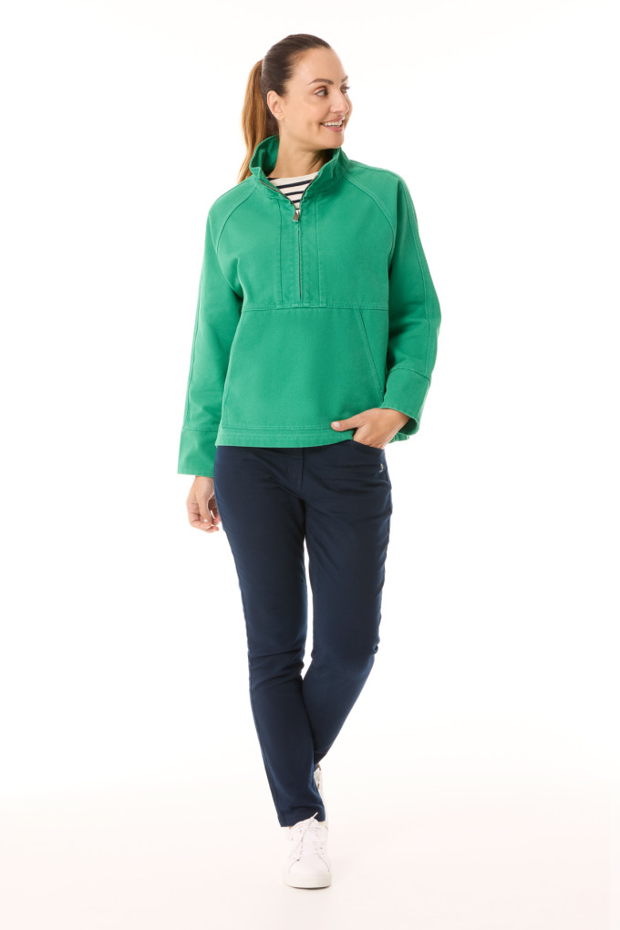 Vareuse femme col zippé vert jade | Mousqueton