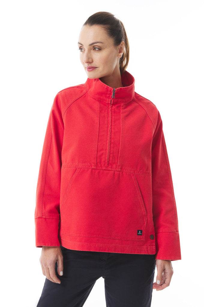 Vareuse femme col zippé rouge vif | Mousqueton