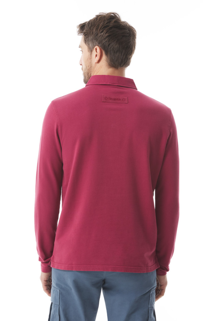 Polo léger manches longues homme rouge brique| Mousqueton