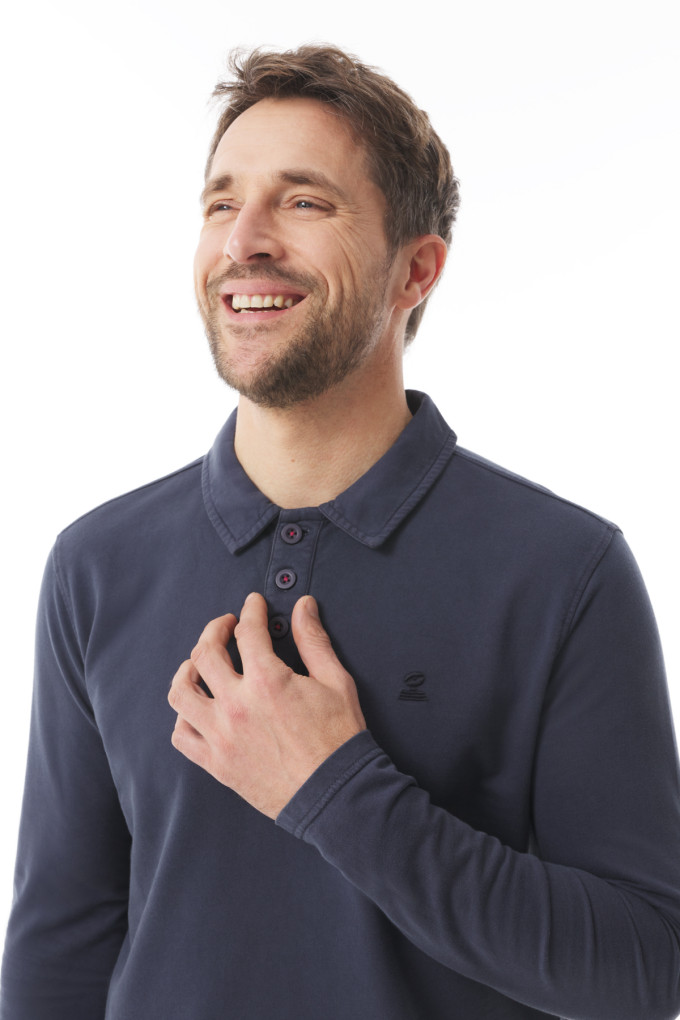Polo léger manches longues homme bleu marine | Mousqueton