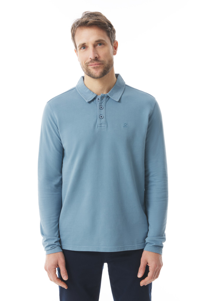 Polo léger manches longues homme bleu provençal | Mousqueton