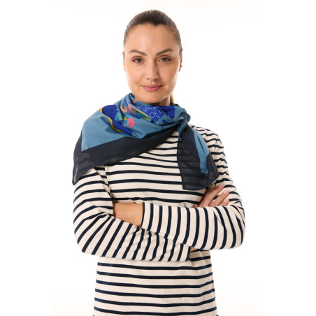 Provencal blue scarf with lobster print | Mousqueton