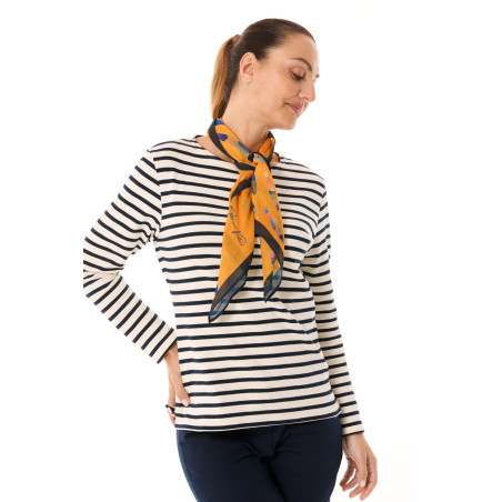 Orange yellow scarf with lobster print | Mousqueton