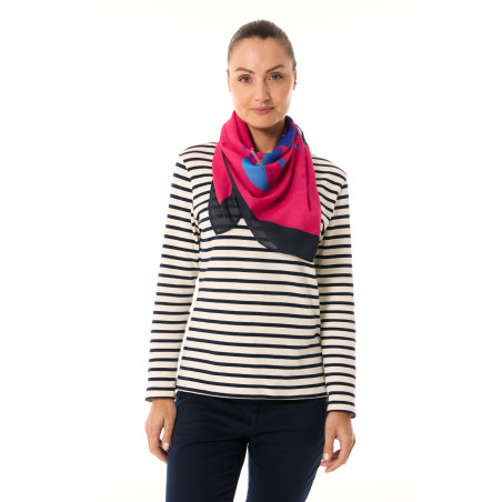 Fuchsia pink scarf with lobster print | Mousqueton