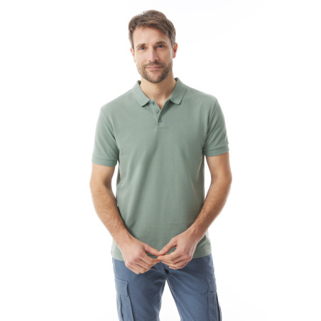 Polo manches courtes homme en coton bio vert kaki I Mousqueton