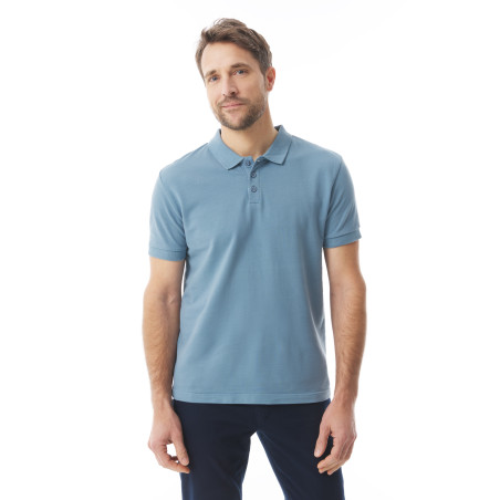 Polo manches courtes homme en coton bio bleu provençal I Mousqueton