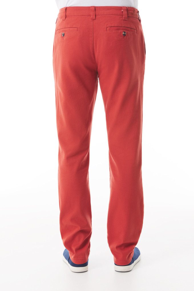 Pantalon chino homme en twill de coton orange tuile | Mousqueton