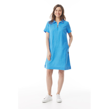 Women's sky blue short-sleeved dress | Mousqueton