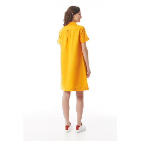 Women's orange yellow short-sleeved dress | Mousqueton