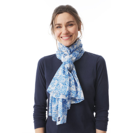 Foulard à motifs poissons bleu ciel | Mousqueton