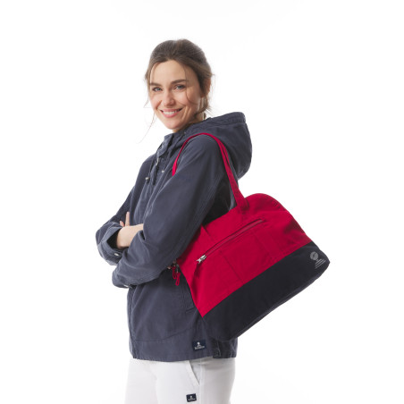 Sac bicolore en toile rouge carmin | Mousqueton