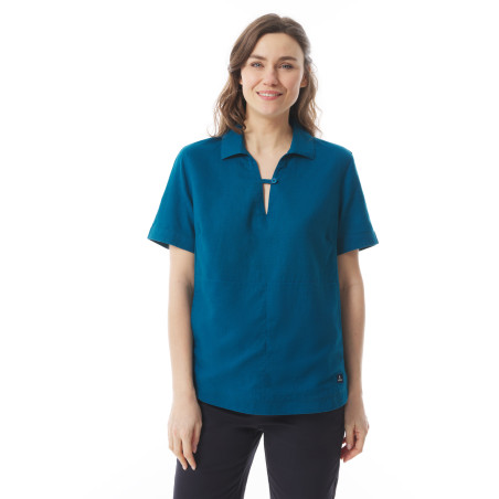 Abyssal blue women's summer tunic with sailor collar | Mousqueton