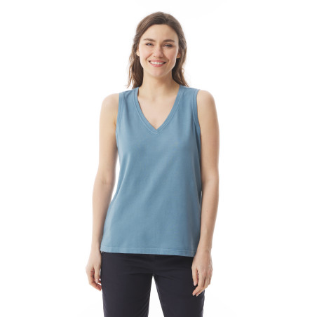 Women's provencal blue organic cotton V-neck tank top I Mousqueton