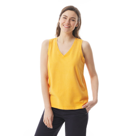 Women's orange yellow organic cotton V-neck tank top I Mousqueton