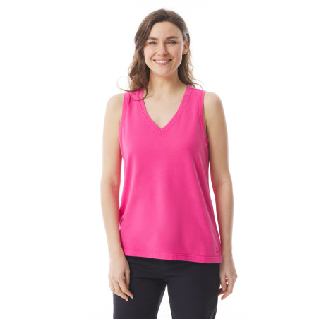 Women's fuchsia pink organic cotton V-neck tank top I Mousqueton