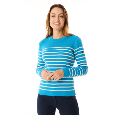 Pull marin rayé femme bleu ciel | Mousqueton