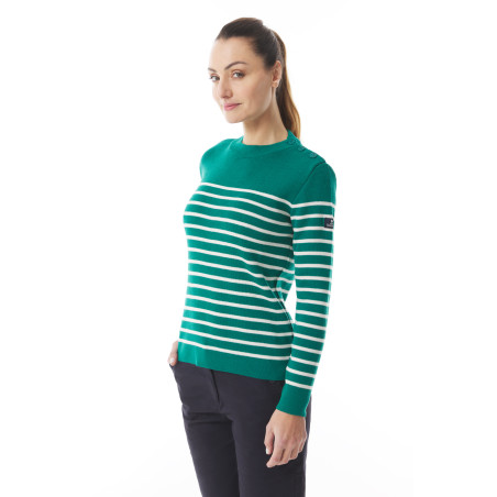 Pull marin rayé femme vert jade | Mousqueton