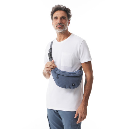 Small blue-grey canvas fanny pack | Mousqueton