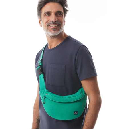Small jade green canvas fanny pack | Mousqueton