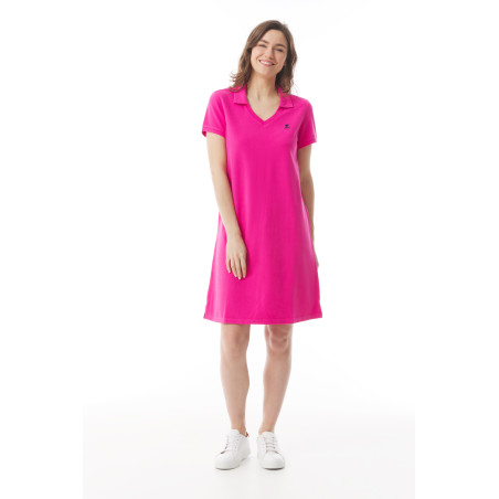 Fuschia pink organic cotton polo dress | Mousqueton