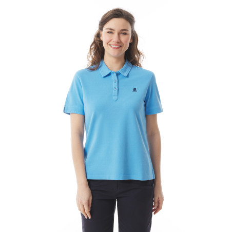 Women's sky blue short-sleeved polo shirt | Mousqueton