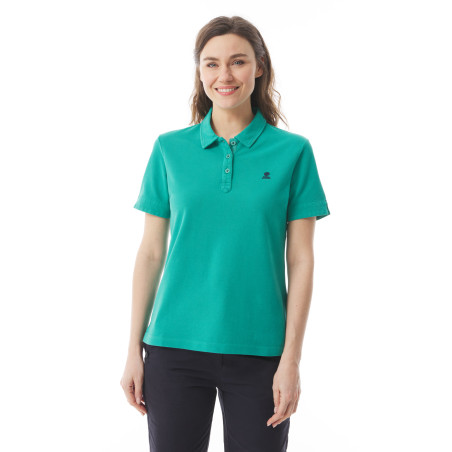 Women's jade green short-sleeved polo shirt | Mousqueton