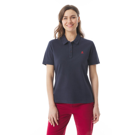 Women's navy blue short-sleeved polo shirt | Mousqueton