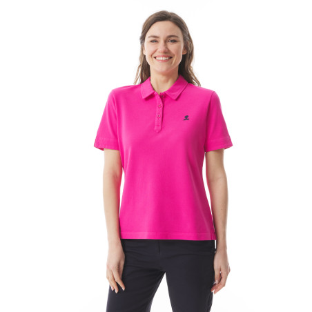 Women's fuschia pink short-sleeved polo shirt | Mousqueton