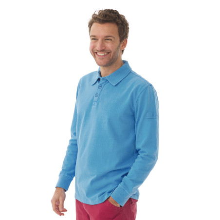 Polo manches longues Homme bleu ciel | Mousqueton