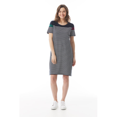 Navy blue cotton sailor dress | Mousqueton