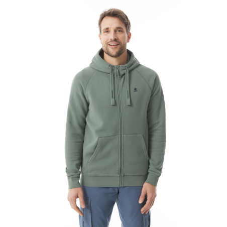Sweat zippé à capuche homme vert kaki | Mousqueton