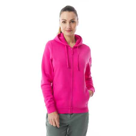 Women's zip-up hoodie in pink with lobster patterns by Stéphanie Veillard