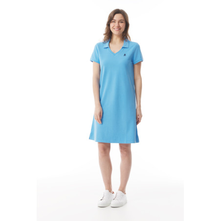 Sky blue organic cotton polo dress | Mousqueton