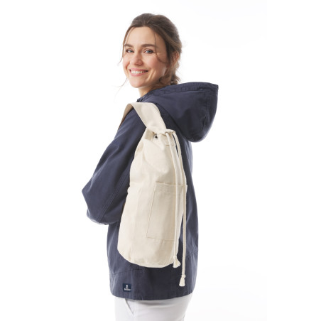 Sac baluchon porté épaule écru chiné | Mousqueton