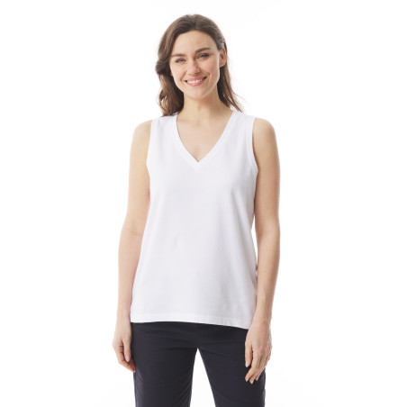Women's white organic cotton V-neck tank top I Mousqueton