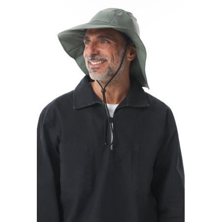 Chapeau cache nuque imperméable vert kaki | Mousqueton
