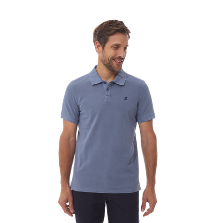Men's short-sleeve polo in bluish gray | Mousqueton