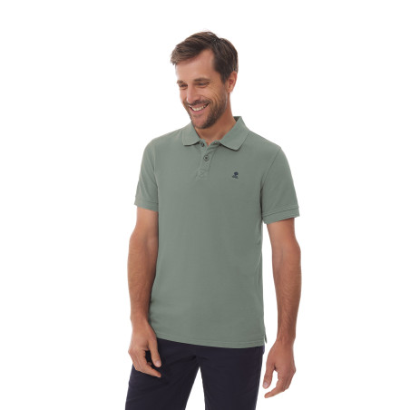 Men's short-sleeve polo in khaki green | Mousqueton
