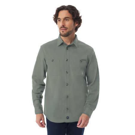 Chemise épaisse homme en coton vert kaki | Mousqueton