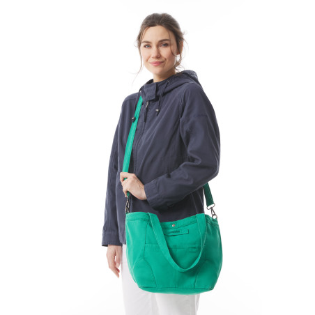 Jade green cotton canvas handbag | Mousqueton