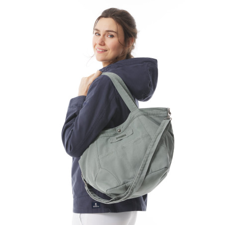 Khaki green cotton canvas handbag | Mousqueton